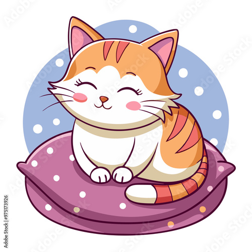 Cute cat sleeping on a cushion
