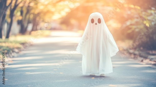 child in ghost costume Halloween