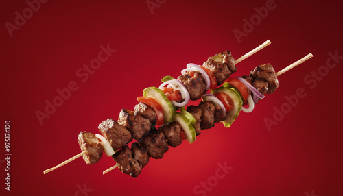 shish kebab on skewer