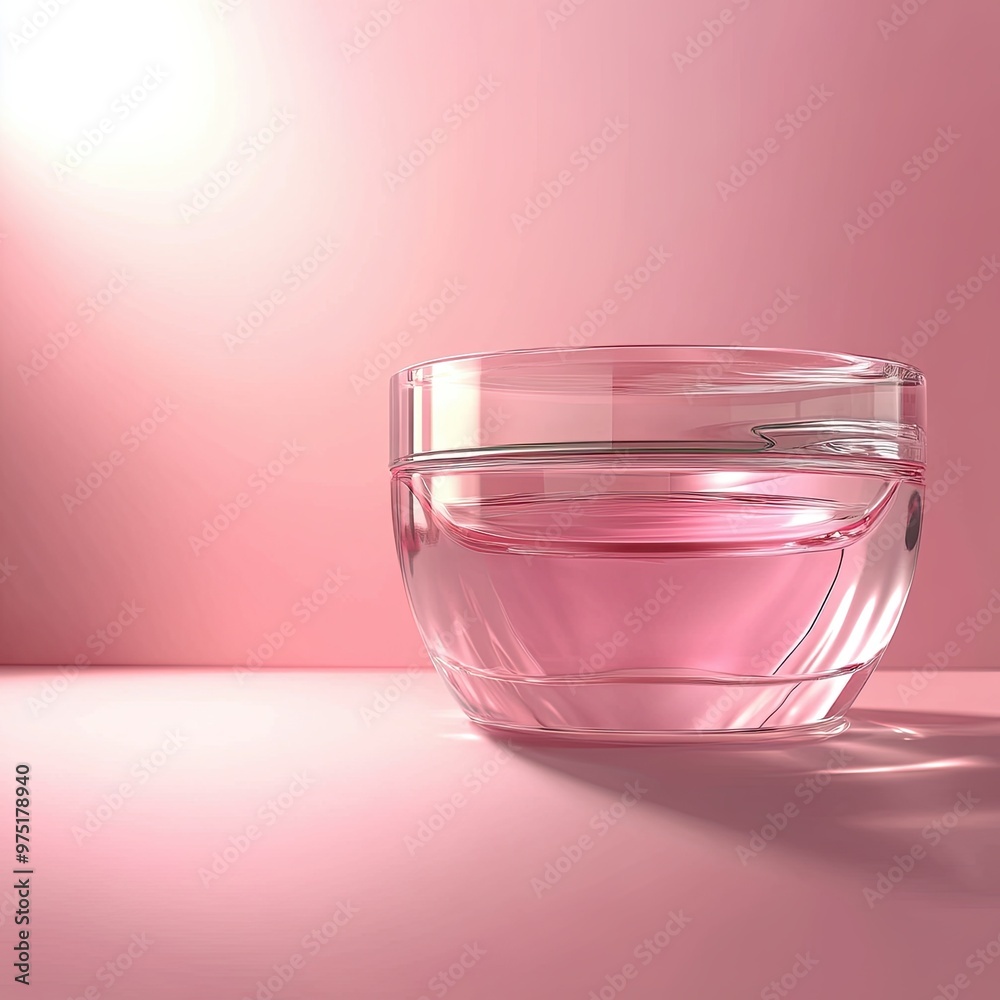 Elegant Pink Glass Jar with Cosmetic Product on Soft Background Elegant Pink Glass Jar with Cosmetic Product on Soft Background