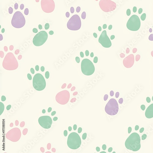 Colorful Paw Print Pattern on Soft Background