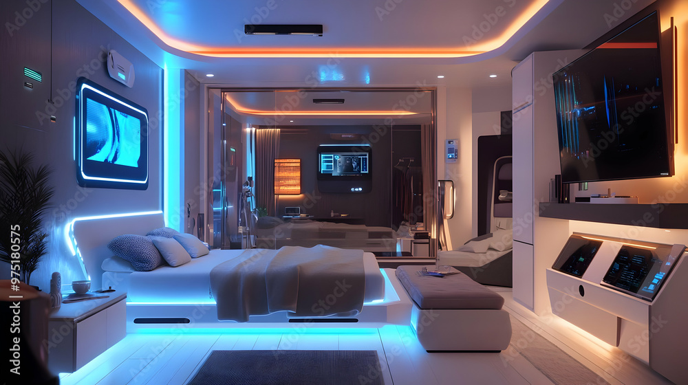 Futuristic Bedroom Interior Design 3D Rendering Futuristic Bedroom Interior Design 3D Rendering