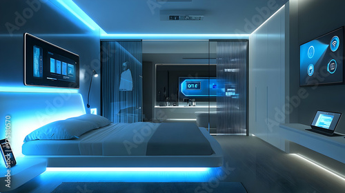 Futuristic Bedroom Interior Design - 3D Illustration