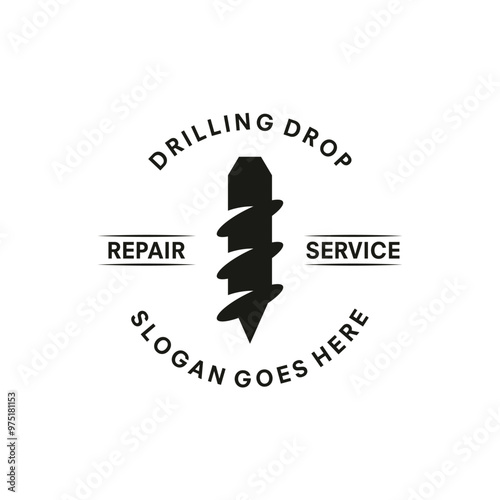 vintage logo drill vector template illustration