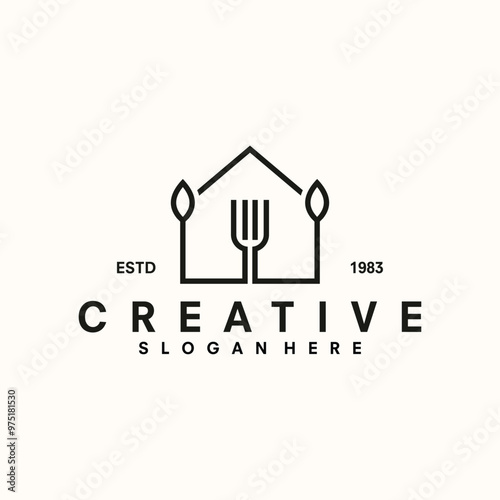 Restaurant Food & Drinks Logo Fork Knife Background Vector Image