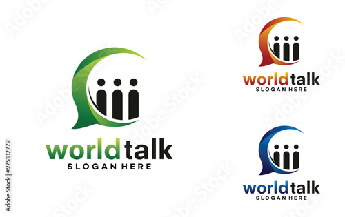 Discussion Group logo template, Consult Forum logo template, People and Consult logo designs vector illustration