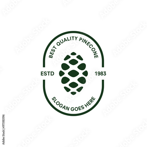 Retro Vintage Pine Cone with Leaf Branch Logo Design Vector
