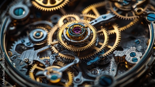 Closeup of Intricate Watch Mechanism