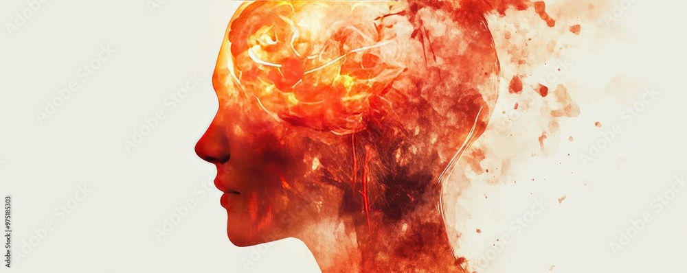 A vibrant silhouette of a person with an abstract explosion of warm colors representing creativity and imagination. A vibrant silhouette of a person with an abstract explosion of warm colors representing creativity and imagination.