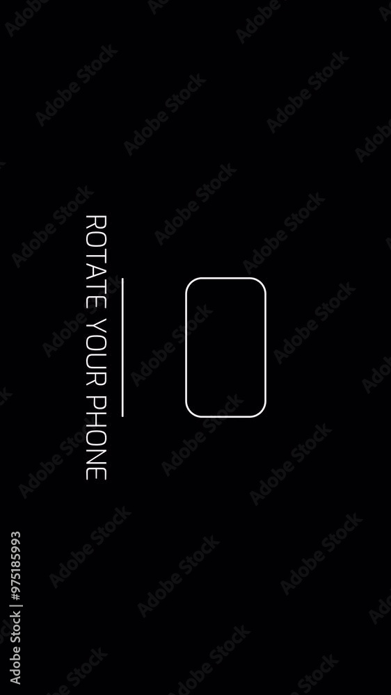 animation of a smartphone screen rotating from horizontal to vertical orientation.