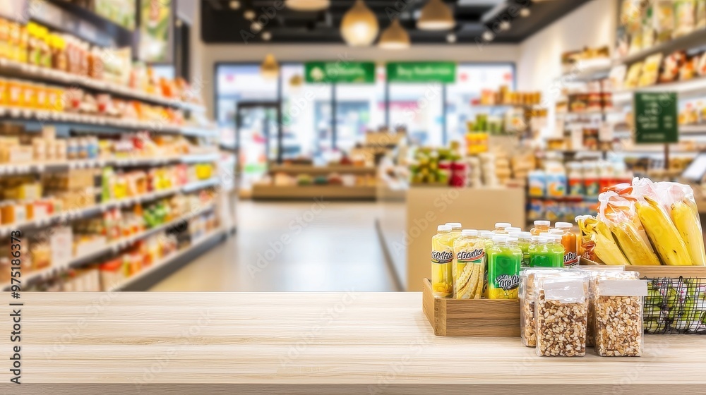 Grocery Store Display with Fresh Produce and Snacks Grocery Store Display with Fresh Produce and Snacks