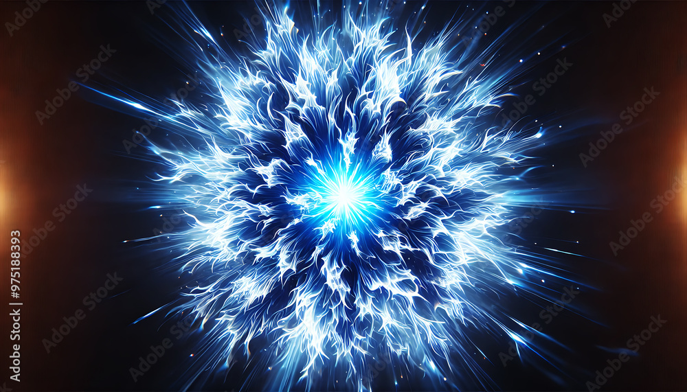 Fototapeta premium 集中線と青色の炎のメラメラ放射線2