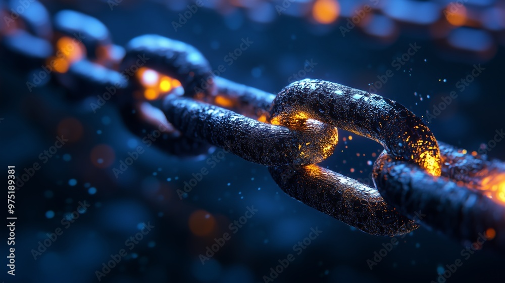 3D blockchain concept featuring digital chain, crypto elements, decentralized network. AI generated 3D blockchain concept featuring digital chain, crypto elements, decentralized network. AI generated