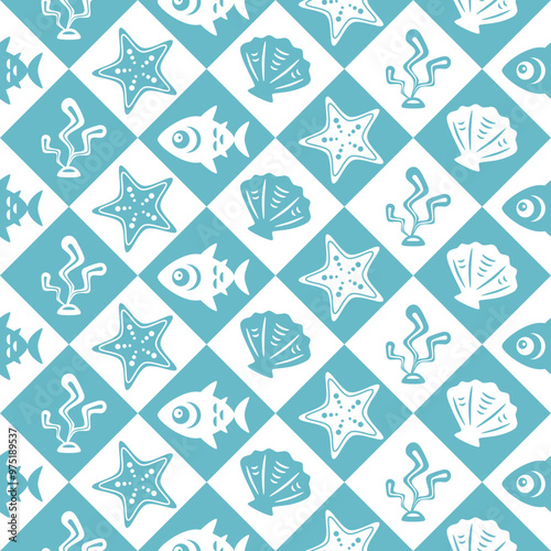 Sea life seamless pattern