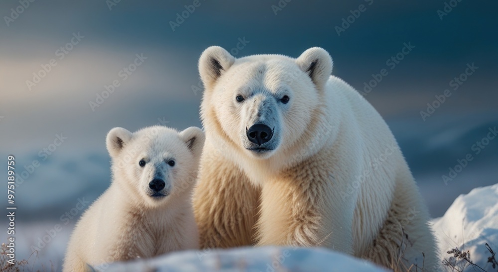 polar bear family on a blurry natural background polar bear family on a blurry natural background
