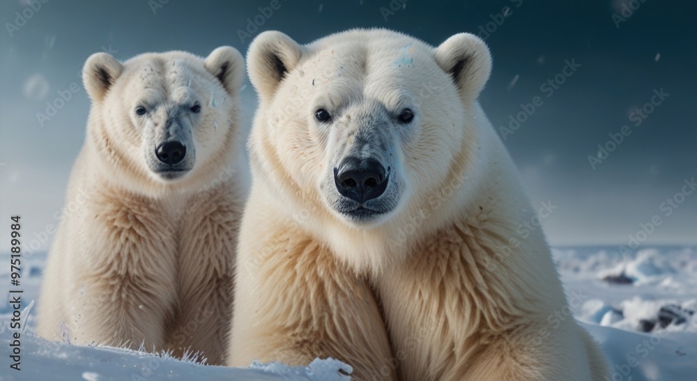 polar bear family on a blurry natural background polar bear family on a blurry natural background