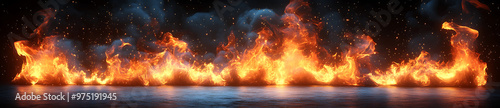 A sprite sheet of fire in various positions on a black background