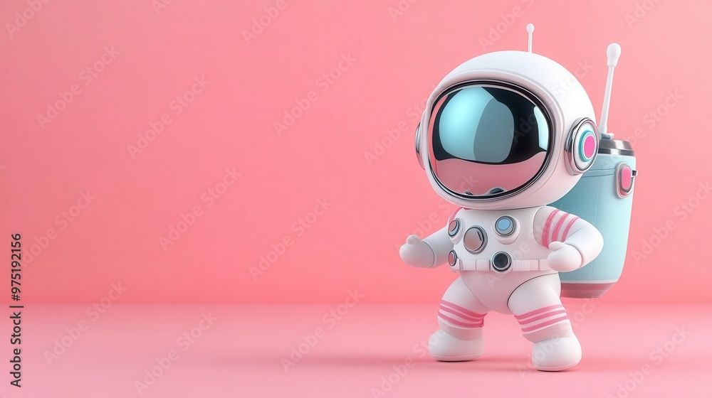 Cute cartoon astronaut on a pink background. Cute cartoon astronaut on a pink background.