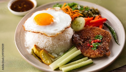 Vietnamese Pork Chop with Fried Egg and Rice