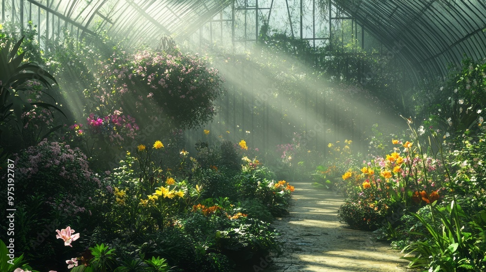 Tranquil Garden Oasis: Flowers, Botanicals, Mist & Sunlight Tranquil Garden Oasis: Flowers, Botanicals, Mist & Sunlight