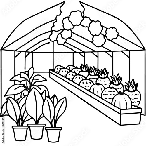 vegetable nursery outline coloring book page line art drawing