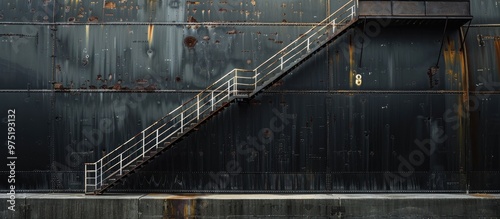 Large Black Oil Tank With Stairway photo