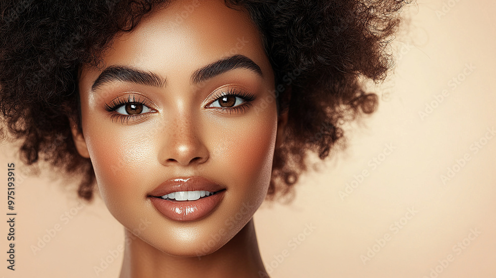 beautiful young woman with an afro, close-up portrait beautiful young woman with an afro, close-up portrait