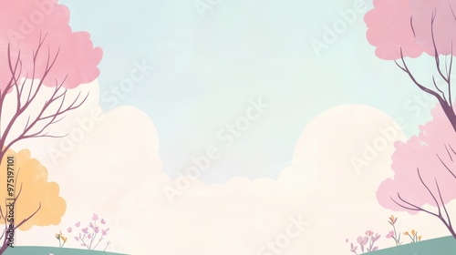 Colorful flat vector background with abstract shapes and tree illustration. Pop art vector illustration for a web banner or poster