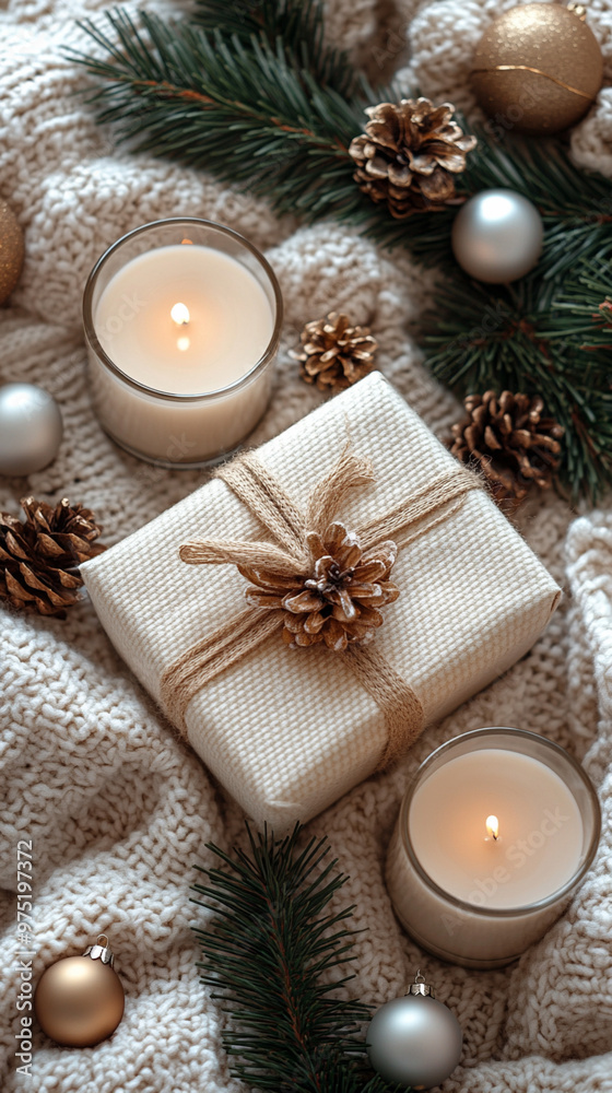 Modern take on a traditional craft wrap. Celebrating Christmas with eco-friendly gifts veritical. Modern take on a traditional craft wrap. Celebrating Christmas with eco-friendly gifts veritical.