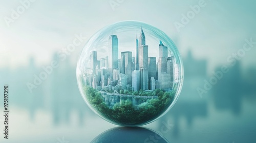 Glassmorphism Cityscape: Where Reality Meets Fantasy in an AR Sphere photo