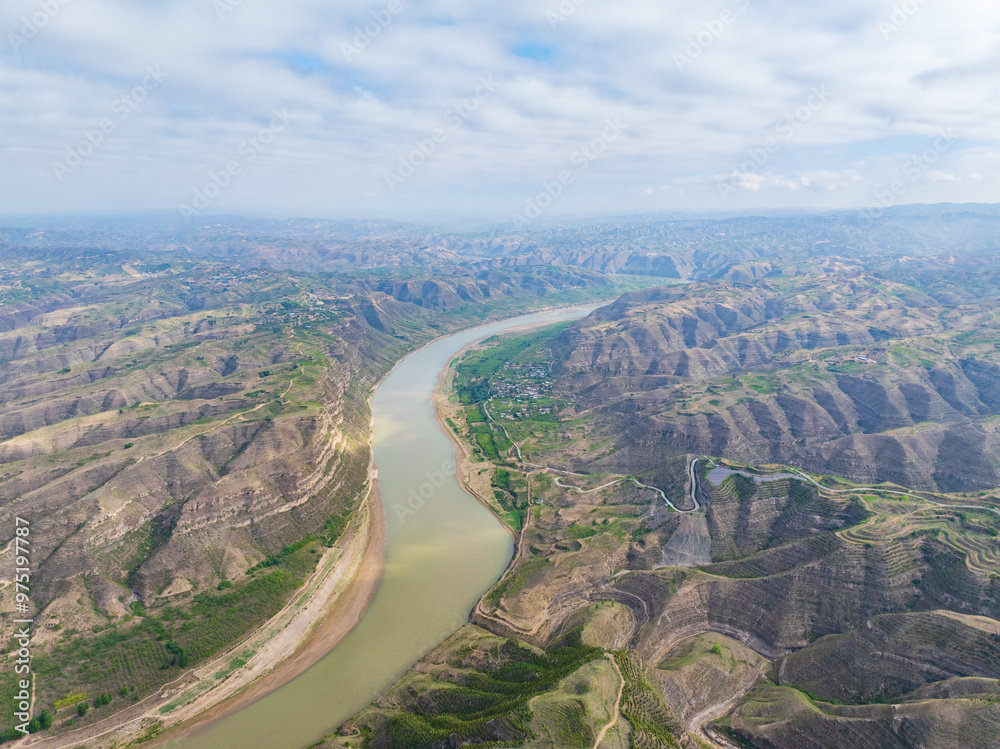 Sunny summer day in the Yellow River Snake Bend Geological Park in Yonghe, Linfen, Shanxi Sunny summer day in the Yellow River Snake Bend Geological Park in Yonghe, Linfen, Shanxi