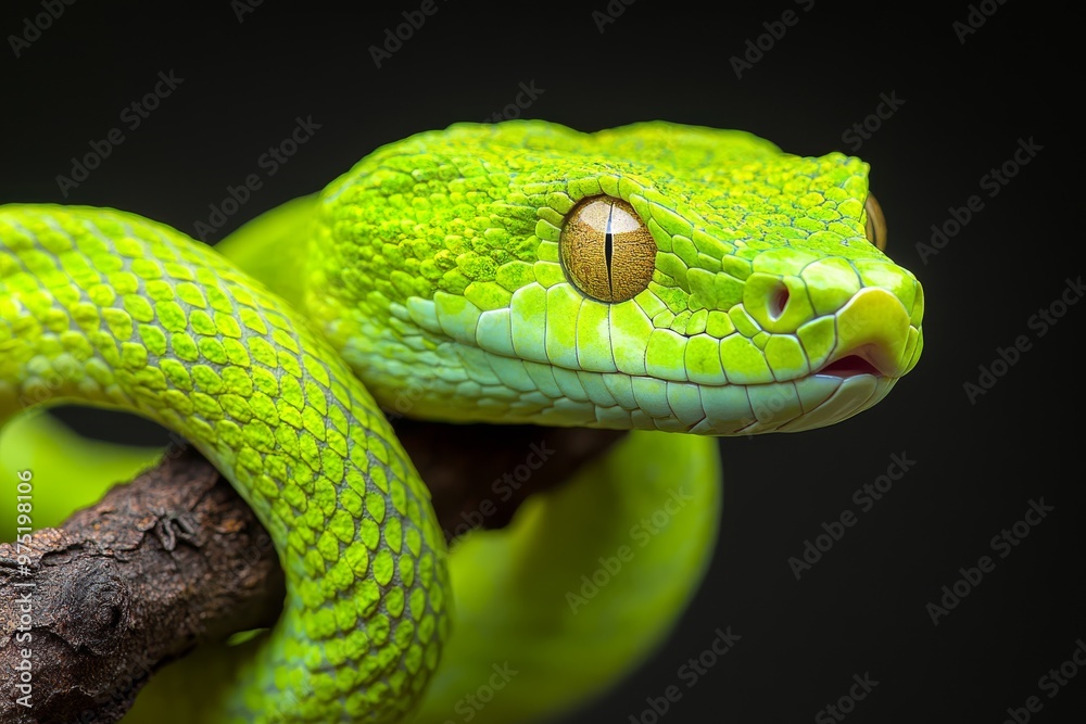 A modern and sleek digital illustration of a snake coiled around a branch symbolizing natural cycles and growth with shades of green and brown and metallic accents A modern and sleek digital illustration of a snake coiled around a branch symbolizing natural cycles and growth with shades of green and brown and metallic accents