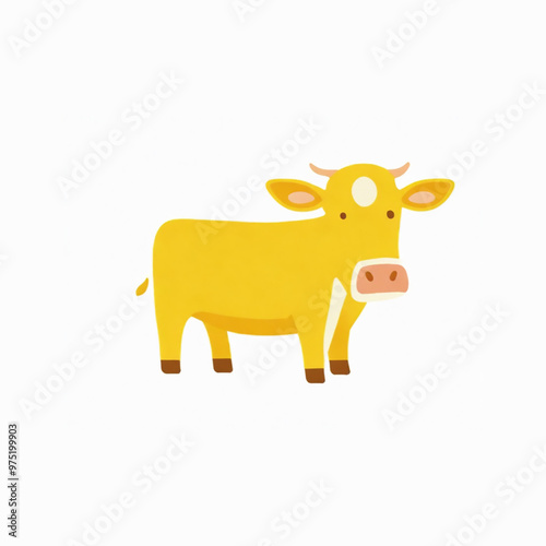 A side view of a cow in a cartoon style.