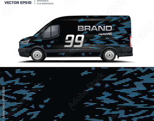 Car van Wrap design for company, decal, wrap, and sticker. abstract stripe background kit designs for van wrap vehicle