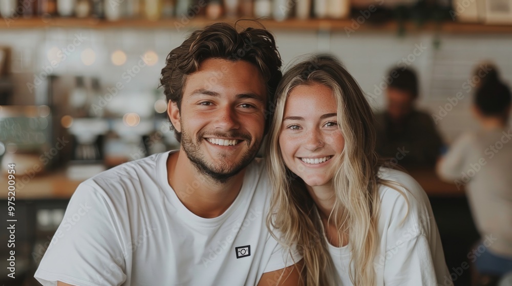 A couple in a modern office setting, discreetly exchanging smiles during a break, with blurred coworkers in the background. The scene captures the subtle connection and chemistry between them, emphasi A couple in a modern office setting, discreetly exchanging smiles during a break, with blurred coworkers in the background. The scene captures the subtle connection and chemistry between them, emphasi