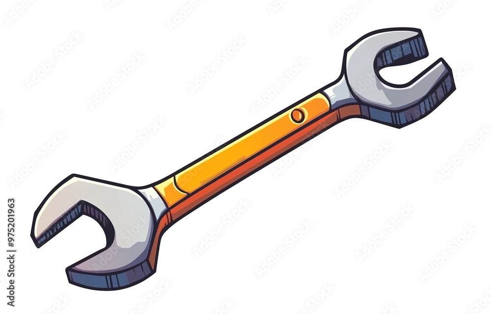 A cartoon-style illustration of an open wrench
A cartoon-style illustration of an open wrench