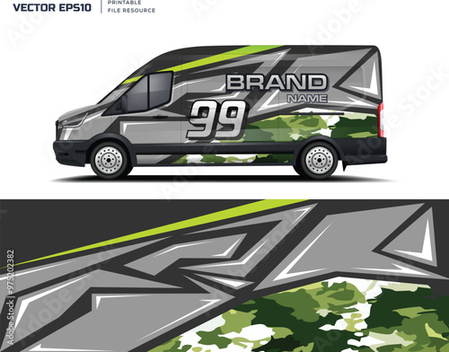 Car van Wrap design for company, decal, wrap, and sticker. abstract stripe background kit designs for van wrap vehicle