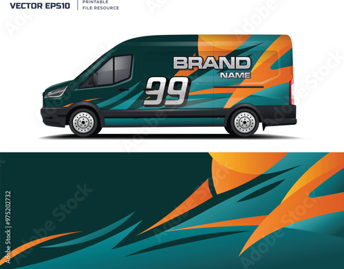 Car van Wrap design for company, decal, wrap, and sticker. abstract stripe background kit designs for van wrap vehicle