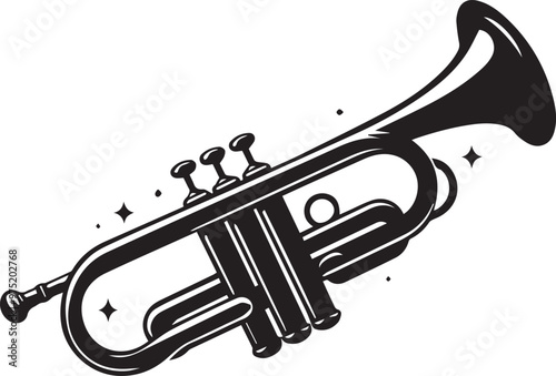 Trumpet silhouette vector, music instrument silhouette, Musical Equipment Silhouette Icon.