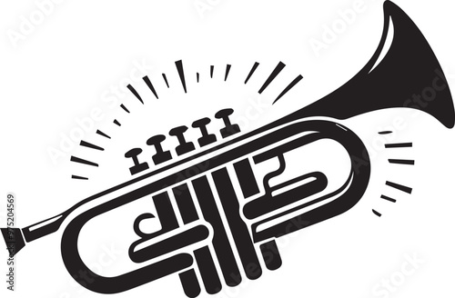 Trumpet silhouette vector, music instrument silhouette, Musical Equipment Silhouette Icon.