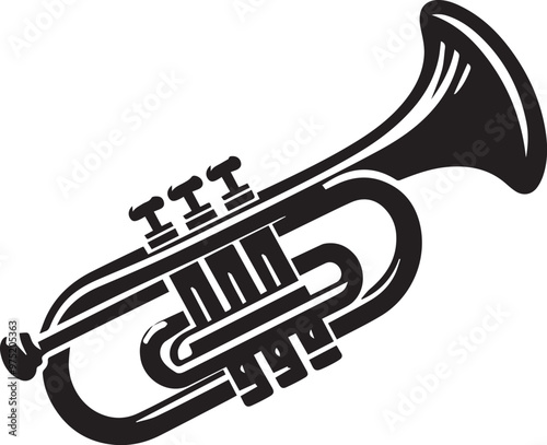 Trumpet silhouette vector, music instrument silhouette, Musical Equipment Silhouette Icon.