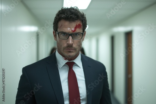 Wallpaper Mural Serious businessman with head injury in office hallway Torontodigital.ca