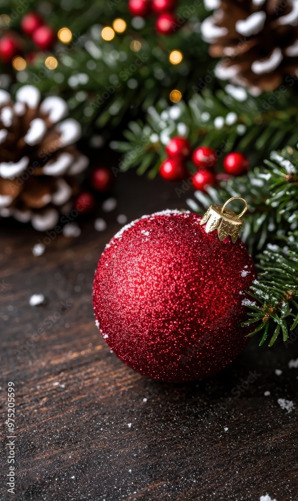 Festive christmas ornament on a snowy background