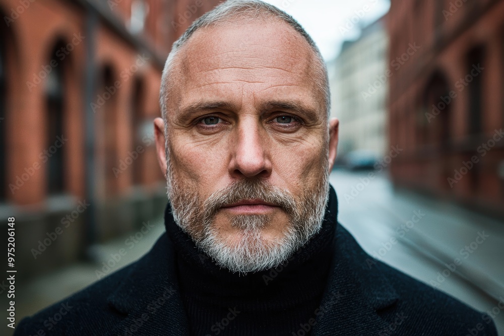 Fototapeta premium Serious mature man with beard looking at camera