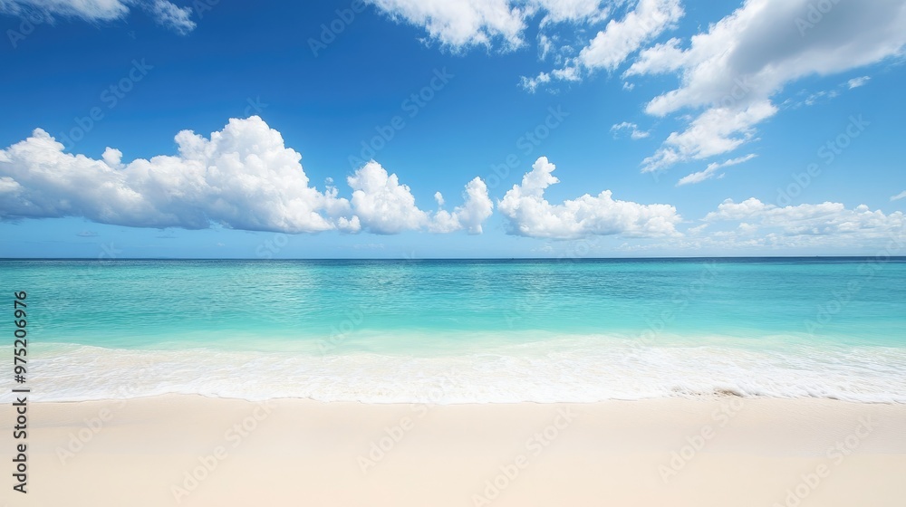 Serene beach with soft and a clear blue sky Serene beach with soft and a clear blue sky