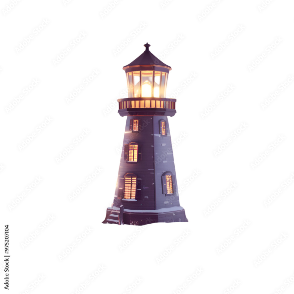 Enchanting lighthouse with a friendly glow Enchanting lighthouse with a friendly glow