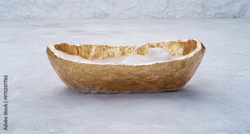 Fototapeta premium golden bowl on icy surface