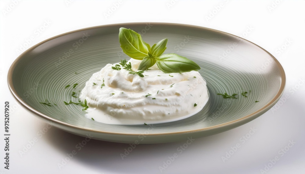 Italian Food, Stracciatella on white background isolated. Italian Food, Stracciatella on white background isolated.