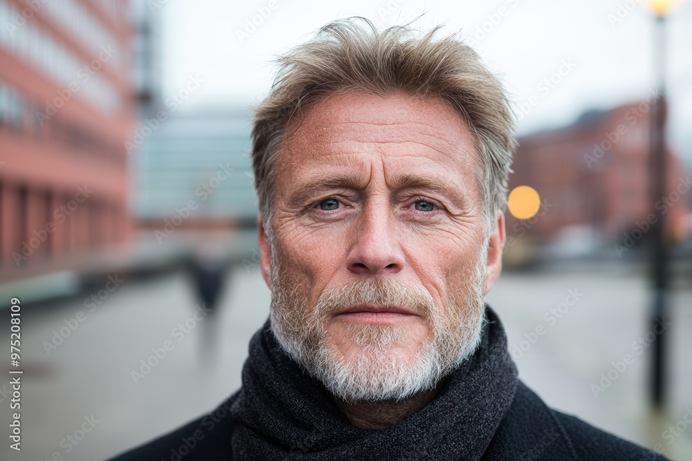 Thoughtful mature man with beard looking at camera Thoughtful mature man with beard looking at camera