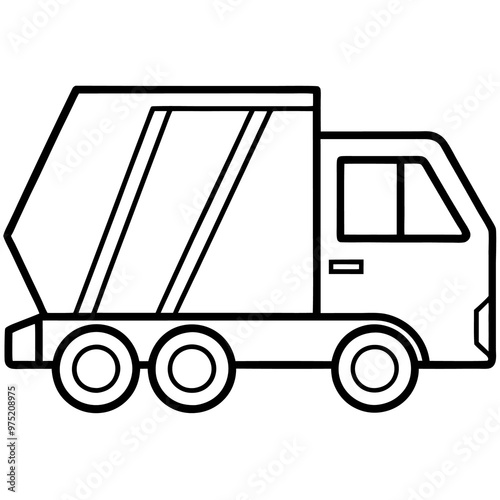 waste sorting truck outline coloring book page line art drawing